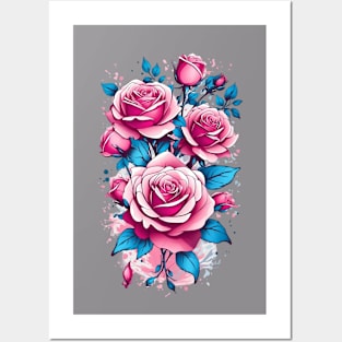 Pink roses Posters and Art